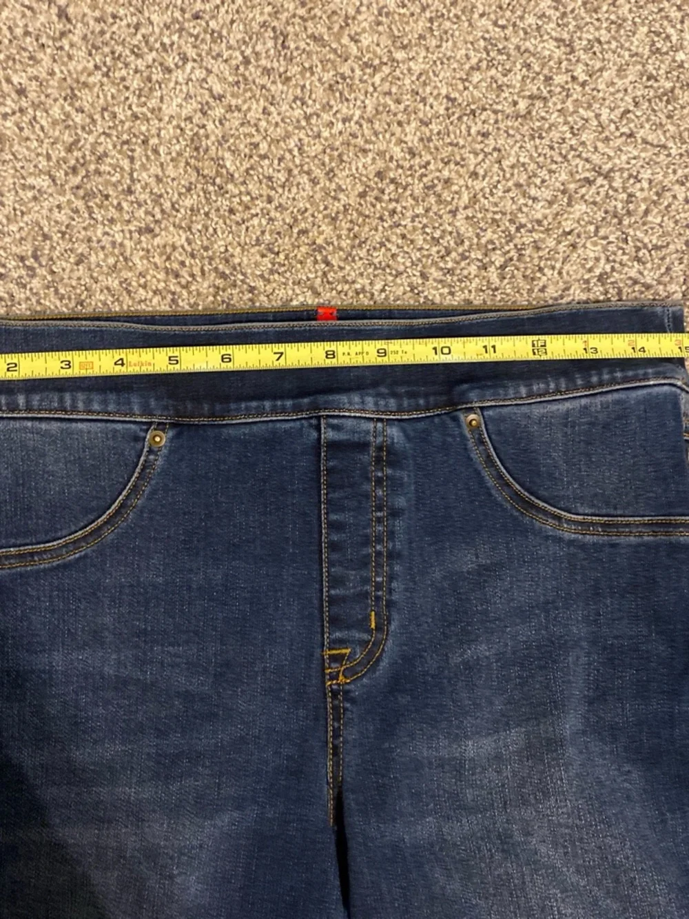 SPANX Dark Blue Jeggings with Subtle Distress - Picture 3 of 5